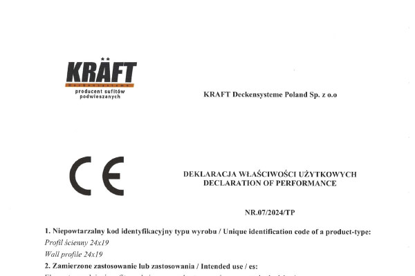 Certificate KRAFT wall-mounted L-profile